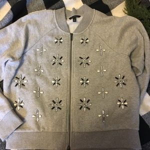 BR jeweled bomber jacket sweatshirt